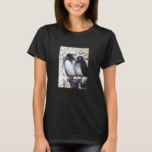 Camiseta O INVERNO ADORA AVES EM NEVE, preto e branco