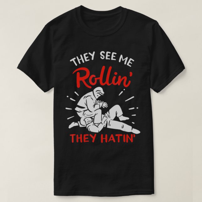 Camiseta O Jiu Jitsu Luta Que Me Veem Rollin (Frente do Design)