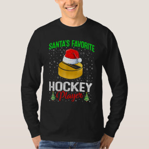 Camiseta O jogador de hóquei favorito do Papai Noel para a