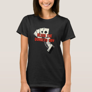 Camiseta O jogo de cartas dos burros seca do pôquer e o Hum