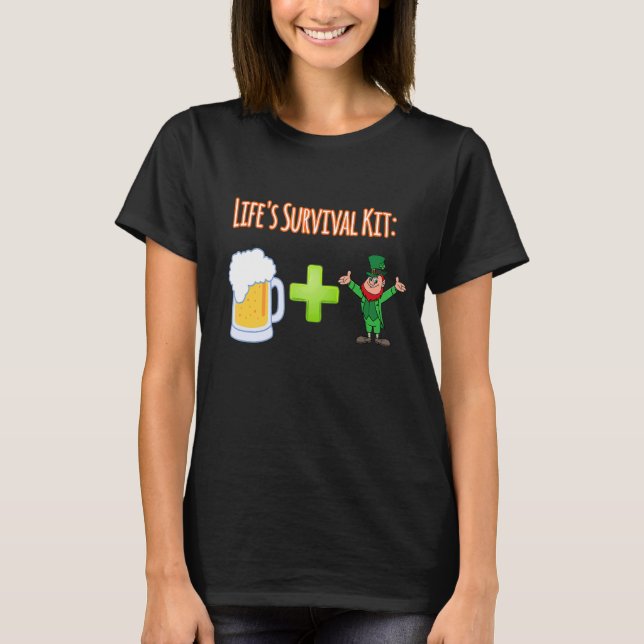 Camiseta O Kit de Sobrevivência da Vida - Beer Plus Leprech (Frente)