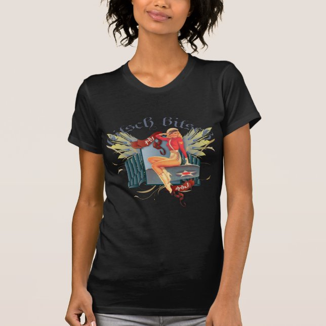 Camiseta O kitsch Bitsch: Pin-Acima do tatuagem da menina (Frente)