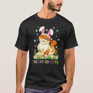 Camiseta O Kitty de Páscoa Orelha de Coelho de Ovo de Pásco