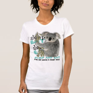 Camiseta O Koala bonito engraçado come e dorme