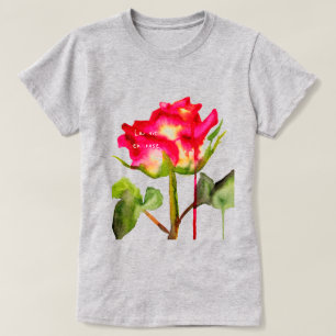 Camiseta O La Vie a arte cor-de-rosa da aguarela do rosa de
