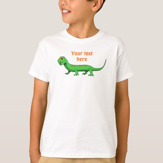 Camiseta O lagarto verde bonito dos desenhos animados caçoa (Frente)