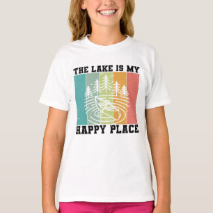 Camiseta O lago é o meu feliz lugar, o lago Vintage, que af