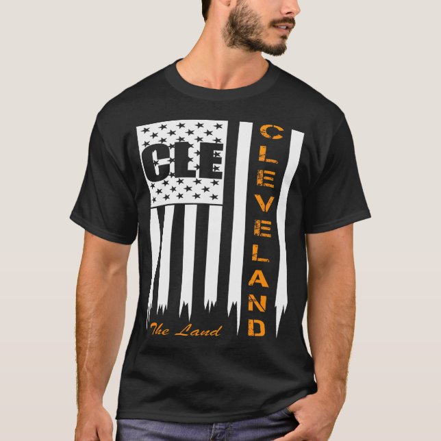 Camiseta O Land Cleveland com a bandeira da América do Céu (Frente)