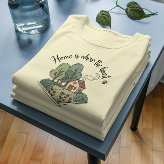 Camiseta O lar é onde está o coração, Cozy Cottage na natur