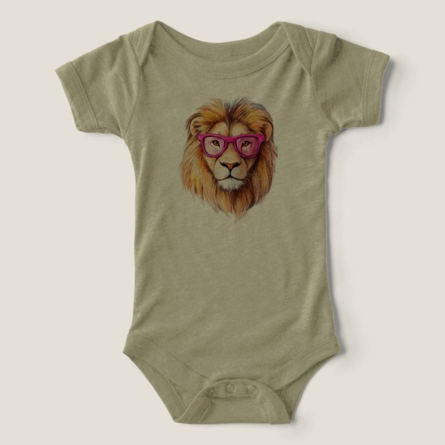 Camiseta O Leão com Óculos Rosa (Design frontal)