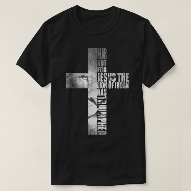 Camiseta O Leão De Judah Triunfou Não Por Jesus (Frente do Design)