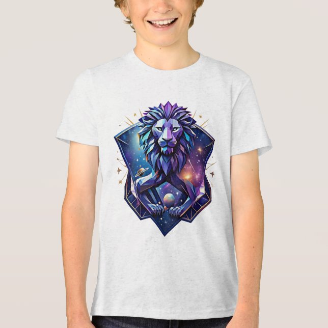 Camiseta O Leão Geométrico Cósmico (Frente)