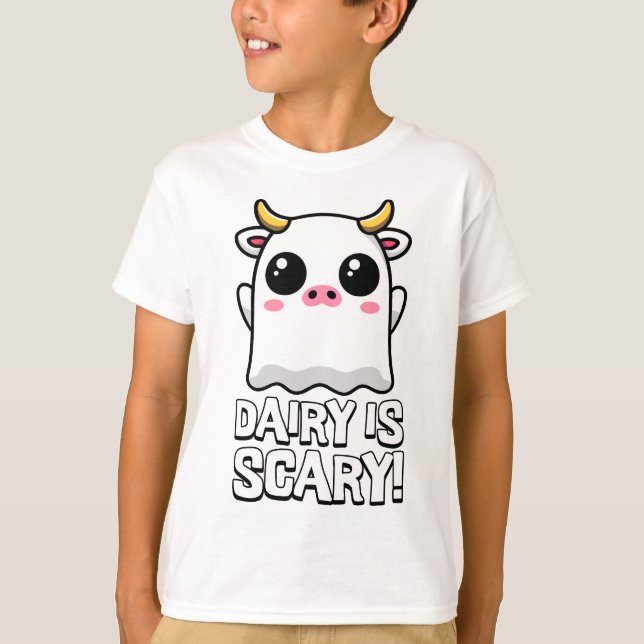 Camiseta O Leite É Assustador! Galinha Lactose Ghost Cow Pu (Frente)