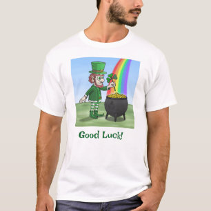 Camiseta O leprechaun irlandês e o pote de ouro
