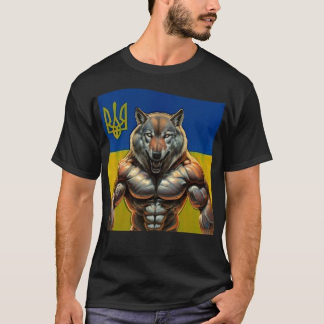 Camiseta O Lobo da Ucrânia, Patriótico Ucraniano (Frente)
