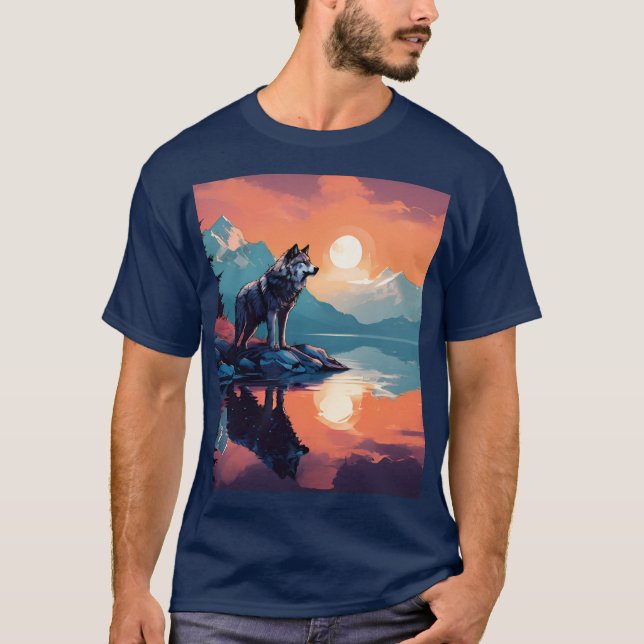 Camiseta O lobo nas montanhas (Frente)