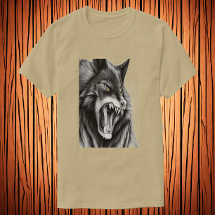 Camiseta O lobo zangado   Arte AI