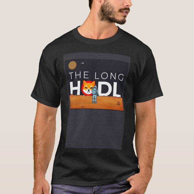Camiseta O Longo Hodl, Shiba Inu Para A Lua Crypto Item B (Frente)