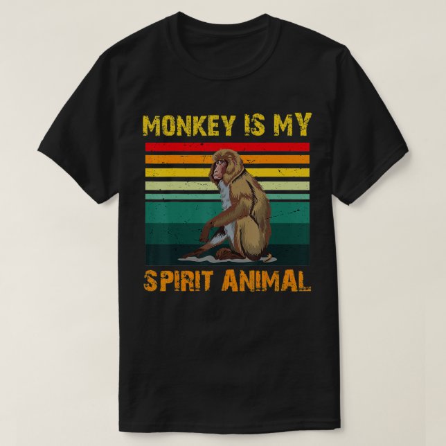 Camiseta O macaco é o meu espírito animal, macacos amantes (Frente do Design)