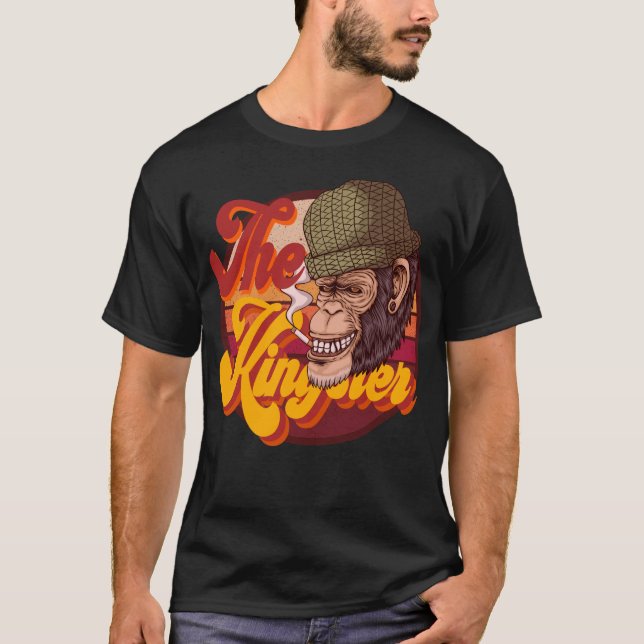 Camiseta O macaco-prego engraçado fumando chimpanzé (Frente)