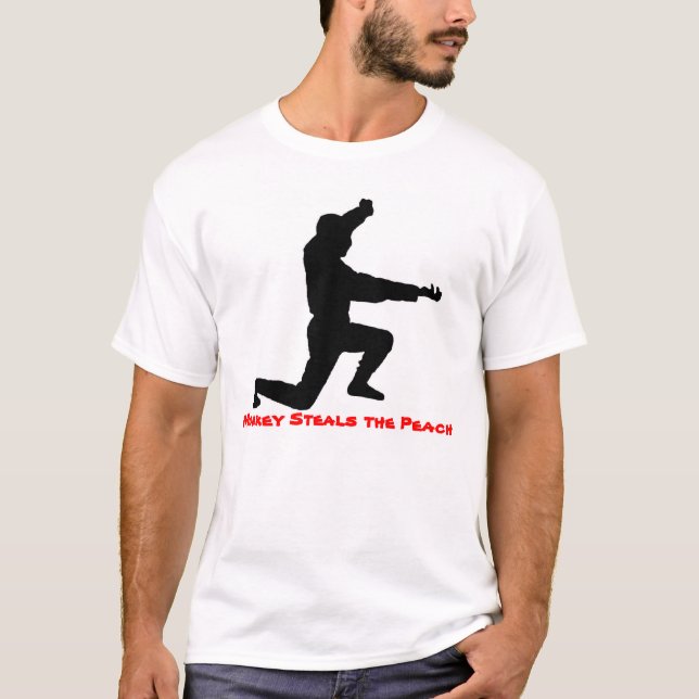Camiseta O macaco rouba o pêssego (Frente)