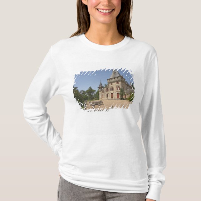 Camiseta O magnífico Chateau de Pressac e o jardim (Frente)