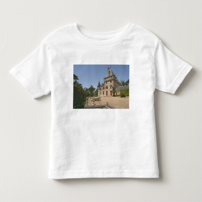 Camiseta O magnífico Chateau de Pressac e o jardim (Frente)