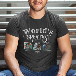 Camiseta O maior PAI do mundo com 3 quadros fotográficos