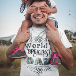 Camiseta O maior PAI do mundo com 3 quadros fotográficos