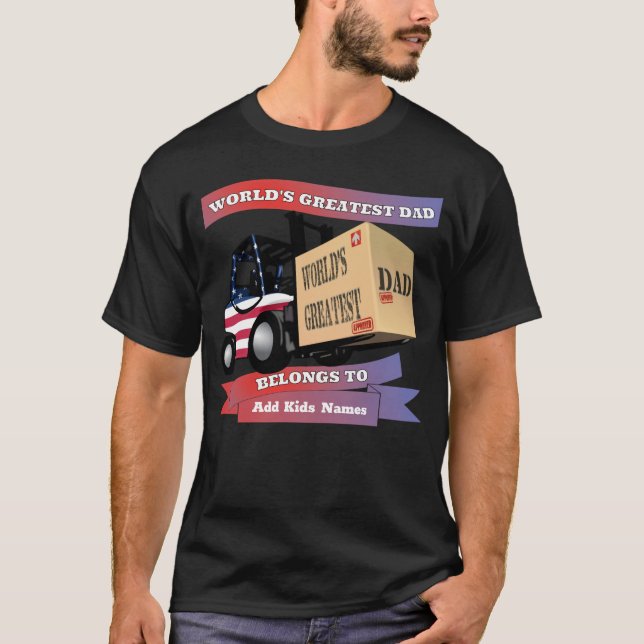 Camiseta O maior Pai personalizado dos EUA Forkelevador T- (Frente)
