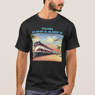 Camiseta O Mapa da Flórida Coordena o Estilo de Vintage