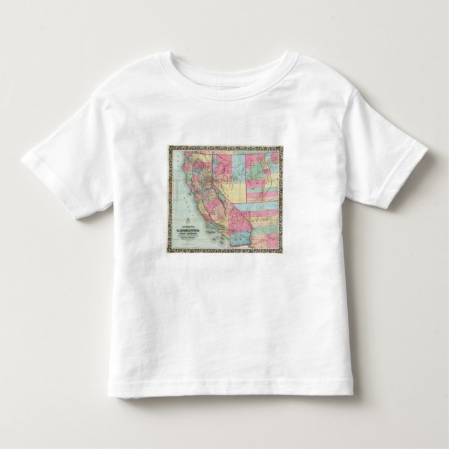 Camiseta O mapa de Bancroft de Califórnia, Nevada (Frente)