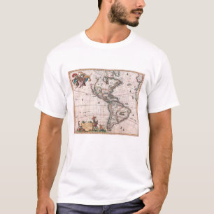 Camiseta O mapa de Visscher do Novo Mundo