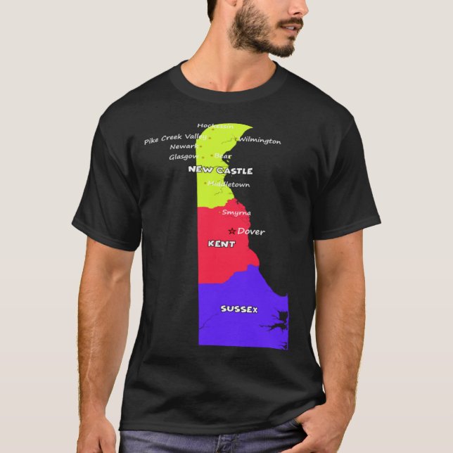 Camiseta O mapa do condado de Delaware nos EUA delimita gra (Frente)