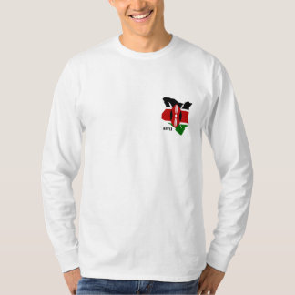 Camiseta O mapa e a bandeira do Kenyan sleeved por muito