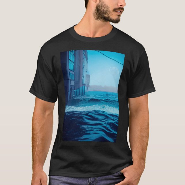 Camiseta O Mar Do Oceano Acenou Em Cidade. (Frente)