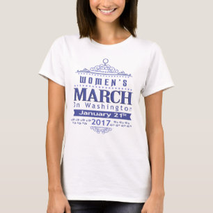 Camiseta O março de milhão mulheres no T do azul de