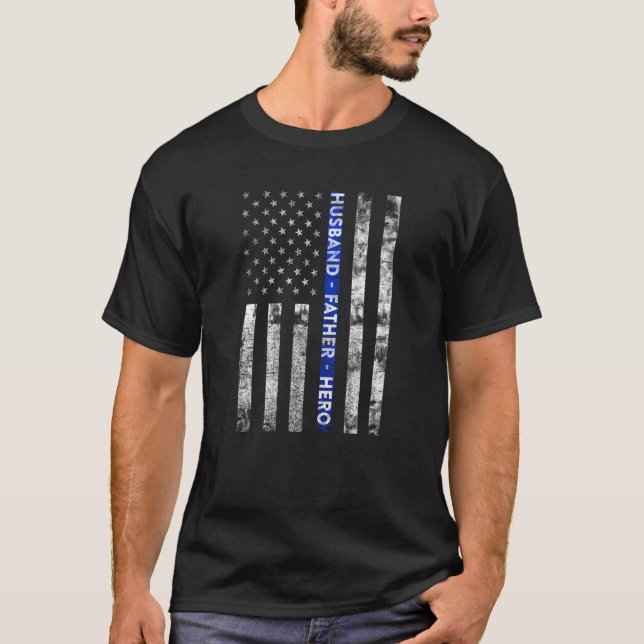 Camiseta O marido, pai, bandeira americana do herói dilui (Frente)