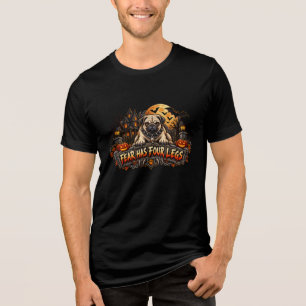 Camiseta O Medo Tem Quatro Pernas Pug Halloween Horror Cão 
