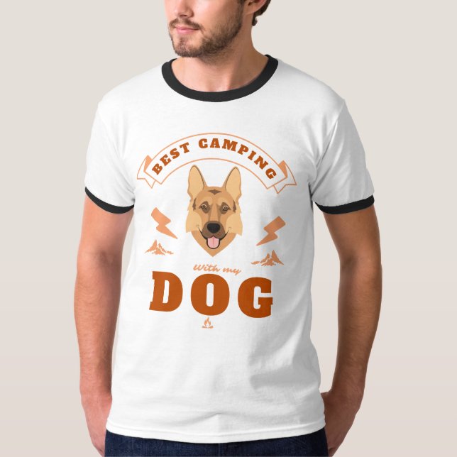 Camiseta O melhor acampamento com o meu cão (Frente)