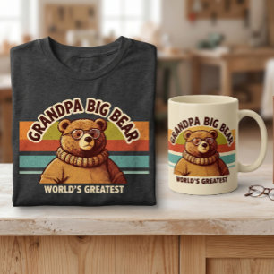 Camiseta O Melhor Avô do Mundo Urso Moderno e Retro 