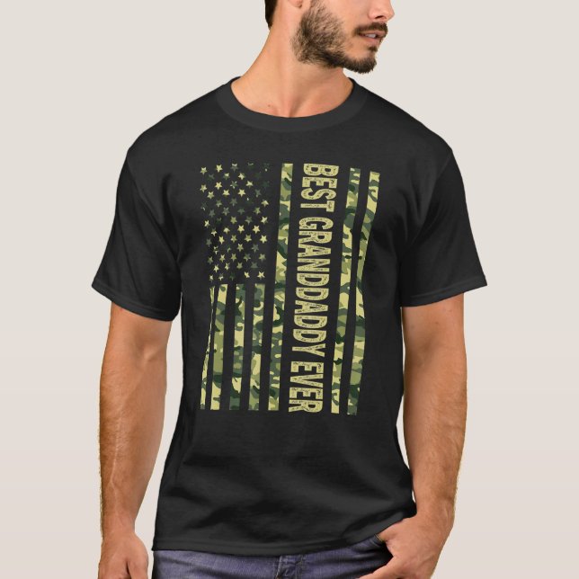 Camiseta O Melhor Avô Dos Eua Vovô De Bandeira Americano (Frente)