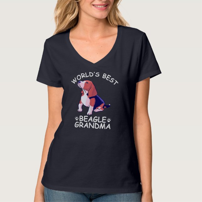 Camiseta O melhor beagle vovó engraçado cachorro-cachorro-j (Frente)