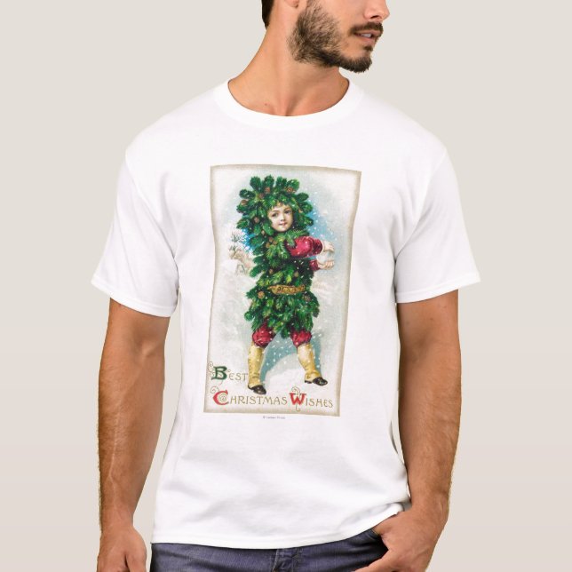 Camiseta O melhor Natal deseja o homem no casaco verde (Frente)