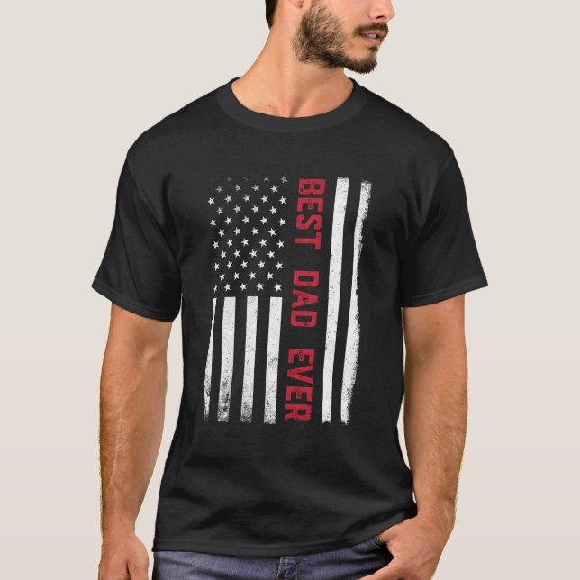 Camiseta O Melhor Pai Da América Bandeira Us 4 De Julho Pai (Frente)