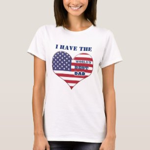 Camiseta O melhor Pai da América Flag Heart