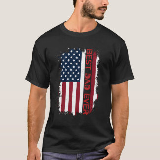 Camiseta O Melhor Pai De Ajustado Americano De Bandeira Par