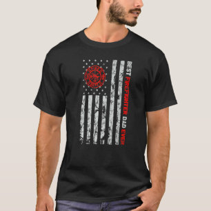 Camiseta O Melhor Pai De Bombeiros De Bandeira Americano Fa