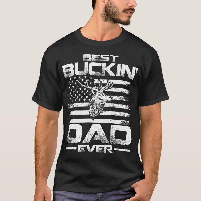 Camiseta O melhor Pai de Buckin de Bandeira Americana (Frente)