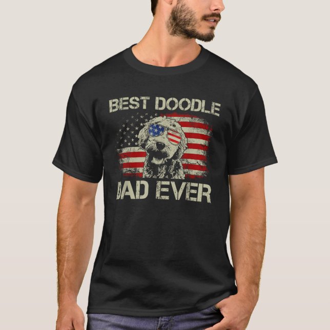 Camiseta O Melhor Pai De Dólar De Goldendoodle No Dia 4 De  (Frente)